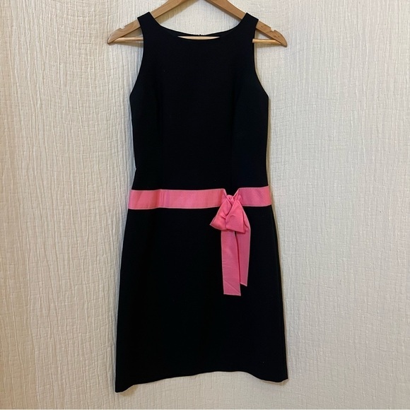 Sara Campbell 2000s Y2K Vintage Black Dress Pink Bow Trim size 2 - Picture 3 of 6